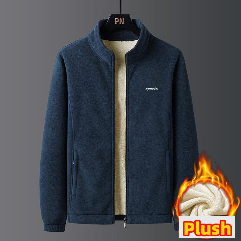 🎁【Un regalo cálido en invierno】Chaqueta de forro polar suave, informal, ligera y con cremallera completa para exteriores para hombre 