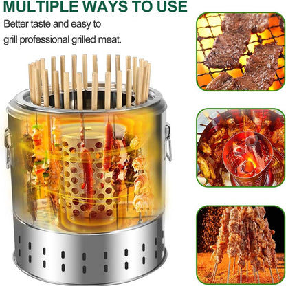 Cubo para parrilla de barbacoa sin humo de acero inoxidable 