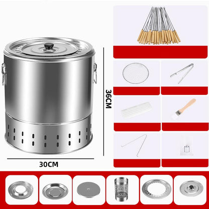 Cubo para parrilla de barbacoa sin humo de acero inoxidable 