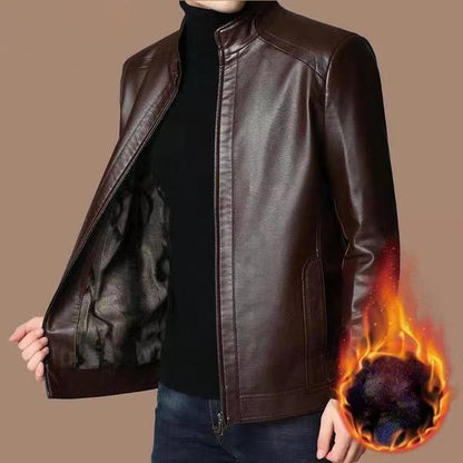 Abrigo de chaqueta de cuero con forro de felpa cálido para hombre - ¡Regalo para él! 