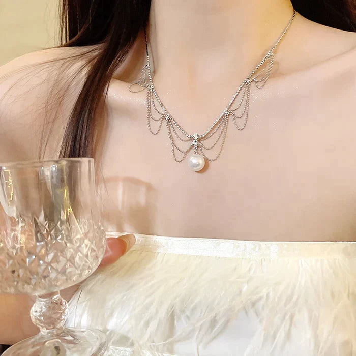 🎅Gran regalo de Navidad🎁 Collar de perlas con diseño de encaje francés 