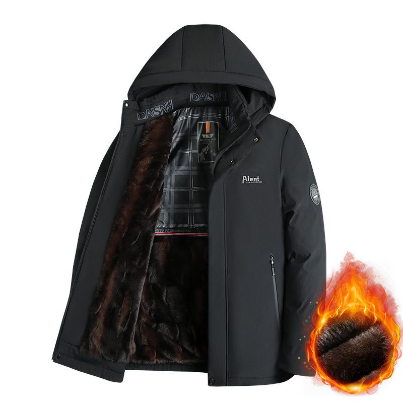 🎁El mejor regalo🎁: Parka térmica acolchada de felpa para hombre con capucha extraíble